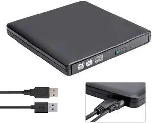 JAENFONG Aluminum External CD DVD Drive, Portable USB 3.0 CD DVD +/-RW Optical Drive Burner Player, Compatible for Windows 10 Laptop Computer Surface Pro Mac MacBook Pro Air iMac, (XD058), Black