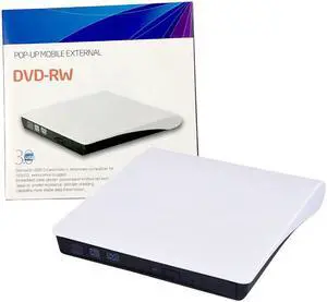 JAENFONG USB 3.0 External CD Drive, Optical DVD Drive, DVD -ROM Reader CD-RW Burner Writer for Laptop/Mac/Desktop/MacOS/Windows 10/8/7 [Not for Chromebook] (White)