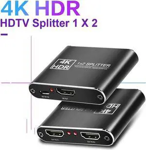 JAENFONG 4k@60hz JAENFONG HDMI Splitter, 1 in 2 Out, Ultra HD 4K @ 60 Hz 1x2 HDCP1.4, Power HDMI Supports 3D Full HD 1080P Compatible with Xbox PS5/4/3 Blu-Ray Player Fire Stick Roku