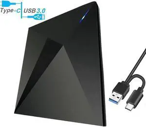 JAENFONG Polaris External DVD Drive, USB 3.0 Type C CD Drive , Dual Port DVD Player, Portable Optical Burner Writer Rewriter for Laptop Notebook Desktop PC MAC OS Windows 7/8/10