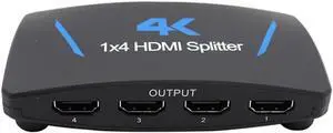 JAENFONG 4K HDMI Splitter 1 in 4 Out,  4 Way HDMI Splitter 1x4 4Kx2K@30Hz W/AC Adapter, Mirror Duplicate Support 4Kx2K@30Hz 3D HDCP1.4b HDCP1.4 for PS4 Fire Stick HDTV