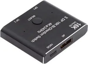 JAENFONG  DP Switch 16K DisplayPort Splitter- Aluminum Bi-Directional DP Switcher Splitter 2 Input 1 Output, 2 x 1/1 x 2, Support 16K 4K 3D 1080P for Xbox PS4 HDTV Fire Stick Blu Ray (A0201)