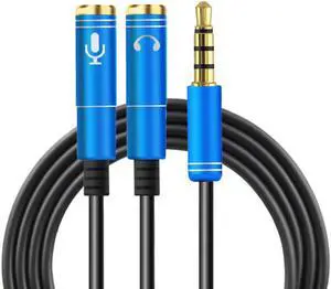 JAENFONG (2Pack) 3.5mm Audio Stereo Y Splitter Cable 3.5mm Male to 2 Port 3.5mm Female for Earphone, Headset Splitter Adapter, Compatible for iPhone, Samsung, LG, Tablets, MP3 players,-Blue JAENFONG (2Pack) 3.5mm Audio Stereo Y Splitter Cable 3.5mm Male to 2 Port 3.5mm Female for Earphone, Headset Splitter Adapter, Compatible for iPhone, Samsung, LG, Tablets, MP3 players,-Blue