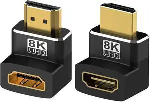 JAENFONG 2-Pack HDMI Male to Female Port Saver 90° 270° Degree HDMI to HDMI Coupler, HDMI Port Saver Upward, HDMI 2.1 8K 3D HDMI Adapter for TV, Monitors, Projector, Xbox, PS4, Firestick, HDTV, Laptop