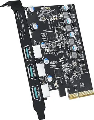JAENFONG 5-Ports PCI-E to USB 3.0 Expansion Card, 5Gbps High Speed USB3.0 PCI-EX1 X4 X8 X16 Adapter, Internal USB3.0 Hub Converter for Desktop PC, (2X USB C - 3X USB A)