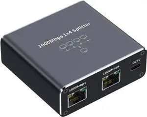 RJ45 Gigabit Splitter Adapter 1 to 4 Four Female Port Cat5/5e/6/7/8 Ethernet Socket Splitter Connector Adapter Support 4 Devices Simultaneous Networking for Home Office Business