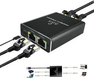 Gigabit Ethernet Splitter Cable Network Adapter 1 Female to 3 Female, Suitable Super Cat5, Cat5e, Cat6, Cat7 Connector LAN Ethernet Cables Internet Adapter, [3 Devices Simultaneous Networking]