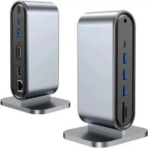 USB C Docking Station, 12 in 1 Docking Station Dual Monitor with 4K HDMI, 100W PD, Ethernet, SD/TF Card Reader, 4*USB 3.0 Port,USB-C Data port Mic/Audio Multi-Port USB C HUB for Notebook Laptop