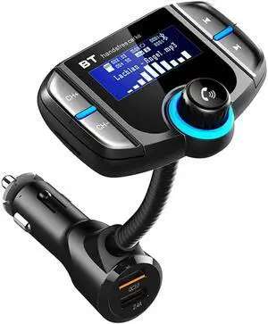 BT70 Bluetooth 4.2 FM Transmitter for Car, Hands-Free Call Dual USB QC3.0 Fast Charging Car Charger, Wireless Car FM Radio Transmitter/MP3 Music Player/Car Kit/Audio Adapter with Microphone