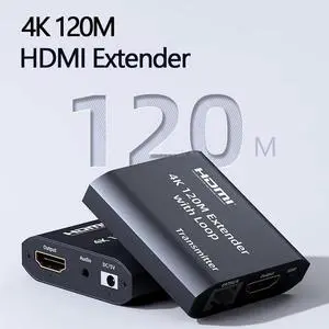 4K HDMI Extender Over IP Kit 4K @30Hz, Up to 394ft (120m), CAT5e/6/7 RJ45 Extender, Low Latency, HDMI Over Ethernet Transmitter and Receiver (4KHE120M)