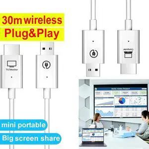 Wireless HDMI Transmitter and Receiver, 1080P@60Hz HD Wireless HDMI Extender, Support 2.4/5GHz, Range Streaming Video Audio from Laptop, PC to HDTV Projector for Home Theater, Conferences, Games
