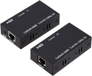 HDMI Extender Over CAT5/CAT6with IR Up to 196ft/60m - 1080P Full HD Signal Distribution (Transmitter and Receiver)