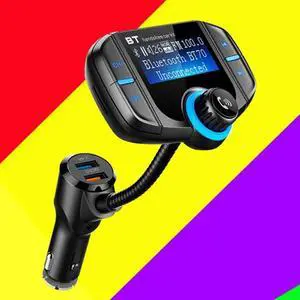 BT70 Car Bluetooth FM Transmitter, Wireless Radio Adapter Hands-Free Kit with 1.7 Inch Display, QC3.0/2.4A and Smart 2.4A USB Ports, AUX Output, TF Card Mp3 Player Support SD Card USB Flash Drive