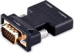 Gold-plated Female HDMI to VGA Male Converter Adapter for for TVs, Speakers, Computers, Laptops, Gaming Consoles, Notebooks, Blu-ray DVD Players & More