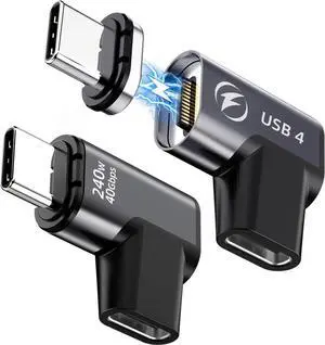 USB-C Adapter, Magnetic USB C Extender, 240W Elbow Magnetic USB C Adapter, 24Pin USB4 40Gbps 8K 60Hz Compatible with Thunderbolt 3/4 MacBook Pro/Air