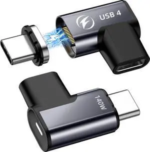 USB-C Adapter, Magnetic USB C Extender, 140W Elbow Magnetic USB C Adapter, 24Pin USB4 20Gbps 8K 60Hz Compatible with Thunderbolt 3/4 MacBook Pro/Air