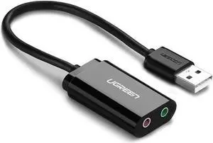 USB External Sound Card Adapter 2 in 1 USB to 3.5mm Headphone and Microphone Jack Audio Adapter Mic Stereo Sound Card for Windows, Mac, Linux, PC, Laptops, Desktops, PS4, PS5 (Black)
