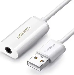 Upgrade 3.5mm External USB Sound Card USB Audio Adapter USB to 3.5mm Aux Converter for Headset, PC, Laptops, Desktops, PS4, Windows, Mac, and Linux White