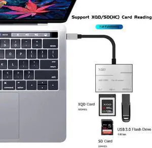 USB 3.0 XQD Card Reader with Usb3.0 port, SD Card Reader, Support Sony G/M Series USB Mark XQD Card, Lexar 2933x/1400x USB Mark XQD Card,SD Card, Compatible with Windows/Mac OS System, Plug and Play