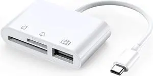 USB C to SD Card Reader, 3 in 1 USB C to USB OTG Adapter, Type C Micro SD Card Adapter, USB Camera Connection Kit for New iPad Pro 11"/12.9" 2018, MacBook Pro, ChromeBook, XPS and More