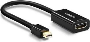 3K&4K Mini Displayport(Thunderbolt) to HDMI Adapter, Mini DP Display Port to HDMI Converter(Adaptor) Gold-Plated Cord MacBook Pro, MacBook Air, Mac Mini, Microsoft Surface Pro 3/4 - Black