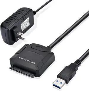 USB 3.0 to 2.5"/3.5 SATA Hard Drive Adapter -Support UASP External HDD/SSD Storage Converter with 12V/2A Power Adapter
