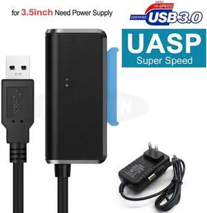 Sata To USB Adapter USB 3.0 SATA 3 Cable Plug and play 22 Pin Sata III Cable Support 2.5 or 3.5 Inch External SSD HDD Hard Drive with 12V 2A Power Adapter