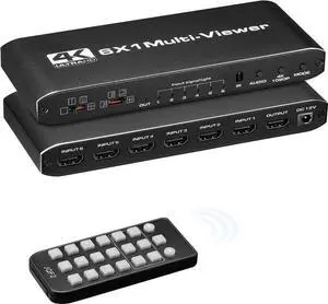 HDMI 6x1 Multi-Viewer Seamless Switch 1080p 4K@30Hz 8 Viewing Modes Multi HDMI Viewer 6 in 1 Out HDMI Switch 6 Port with Remote Control