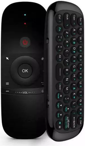 W1 Rechargeable Voice Air Mouse Remote Control with QWERTY Keyboard, 2.4G Wireless Remote Control for Android TV Box/PC/Smart TV/Projector/HDTV