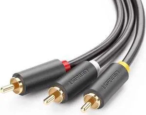 3RCA Cable,3RCA Male to 3RCA Male Video Audio Stereo Cable Gold-Plated for Set-Top Box,Speaker,Amplifier,DVD Player- 4.5 Feets