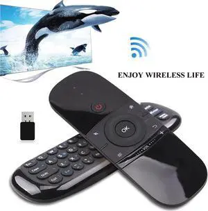 WeChip W1 Air Mouse Remote, 2.4G Backlit Voice Remote Control with Wireless Keyboard Touchpad, Anti-Lost Function, for Nvidia Shield, Android TV Box, Smart TV, PC, Projector, HTPC - Black