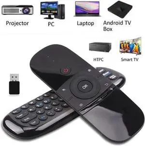 WeChip W1 2.4GHz Mini Wireless Air Fly Mouse, IR Learning Air Remote Mouse for Android TV Box IPTV PC Pad with Rechargeable Li-ion Battery (Black)