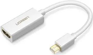 Mini Displayport(Thunderbolt) to HDMI Adapter, Mini DP Display Port to HDMI Converter(Adaptor) Gold-Plated Cord MacBook Pro, MacBook Air, Mac Mini, Microsoft Surface Pro 3/4 - White