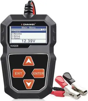 Car Battery Tester, KONNWEI KW208 Battery Tester , Test The Health of 12 Volt Systems, Works for Cars, Trucks, RVs, Golf Carts, Easy to Read