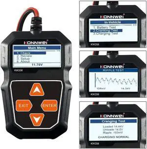 KW208 12V Car Battery Tester Automotive 100-2000 CCA Battery Load Tester Auto Cranking and Charging System Test Scan Tool Digital Battery Analyzer for Vehicles Car Truck Motorcycle ATV SUV Boat Yacht KW208 12V Car Battery Tester Automotive 100-2000 CCA Battery Load Tester Auto Cranking and Charging System Test Scan Tool Digital Battery Analyzer for Vehicles Car Truck Motorcycle ATV SUV Boat Yacht