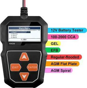 Car Battery Tester, KONNWEI KW208 12V Car Battery Load Tester on Cranking Charging Systems, 100-2000 CCA Alternator Analyzer Automotive for Cars/SUVs/Light Trucks