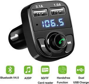 USB 4.1A Car Fast Charger Bluetooth Car Kit Transmissor FM MP3 Player Com LED Display Micro SD TF Music Playing