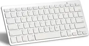 Bluetooth Ultra-Slim Keyboard for iPad Air 2 / Air, iPad Pro, iPad mini 4 / 3 / 2 / 1, iPad 4 / 3 / 2 , New iPad 9.7"(2017), Galaxy Tabs and Other Mobile Devices (White)