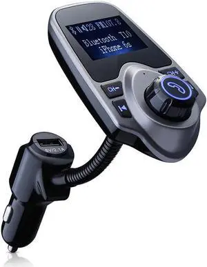 Patazon Wireless Bluetooth Handsfree Car Kit/Adapter FM Transmitter/Calling/MP3 Player With 1.44 Inches Screen Supports Display Car Battery Voltage, Song Names
