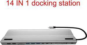 USB C Hub 14 in 1 Multiport Adapter for MacBook Pro/Air Mac,with 5 USB-A,4K HDMI,Gigablit, VGA, 87W Pd Charging for iPad Pro/MacBook/Type C Devices,TF/SD Card Reader