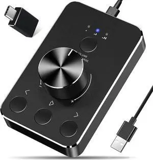 Multimedia Controller Knob, USB Volume Controller, One Key Mute PC Computer Speaker Audio Multimedia Volume Remote Control Adjuster with Bluetooth for Win7/8/10/XP/Mac/Vista/Android/iOS