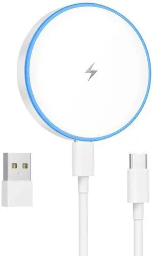 JAENFONG MagSafe Charger 15W Magnetic Wireless Charger Fast Charging Pad Compatible with iPhone 17/16/15/14/13/12 Series & AirPods 3/2/Pro Magnetic MagSafe Charging Pad with Dual Ports