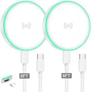 JAENFONGMagSafe Charger 2Pack 15W Magnetic Wireless Charger Fast Charging Pad with 6FT USB C to USB C Cable Compatible with iPhone 17/16/15/14/13/12 Series & AirPods 3/2/Pro | Strong Magnet Technology