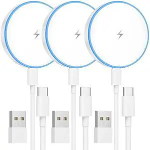 JAENFONG Magnetic Charger 3 Pack 15W Magnetic Wireless Charger Fast Charging Pad Compatible with iPhone 17/16/15/14/13/12 Series & AirPods 3/2/Pro Charging Pad with Dual Ports