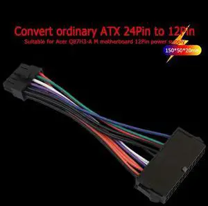 15cm ATX 24 Pin Motherboard Power Cable 12 Pin Converter Cord for Q87H3-AM