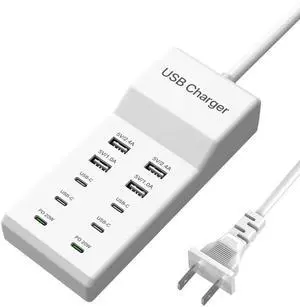 JAENFONG USB C Charging Station, 10 Ports USB C Charger Dock Desktop 100W Multi Port with PD Fast Charger, Compatible with iPhone 15/14/13/12/11/Pro/Pro Max/Samsung S23/S22/S21/Tablet/Watch/Headphones