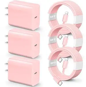 for iPhone Charger Fast Charging,MFi Certified 3 Pack 20W PD USB C Wall Charger Adapter with 6FT USB C to ightning Fast Charging Cable Compatible with iPhone 14/13/12/11/Pro/Pro Max/Xs/Xr/X
