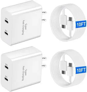 45W USB-C Super Fast Charger with 10FT USB C Cable for iPhone 17 16 15 Pro Max/17 16 15 Pro/17 16 15/Air,16 15 Plus,Samsung Galaxy S25 Ultra/S25+/S25/S24/S23 Ultra/S23+/S22 Ultra/S22+/S20 Ultra