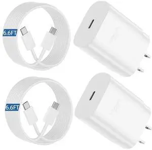 S25 S24 Ultra Charger 25W Super Fast USB C Charger Block 6.6FT Android Phone Type C Charger Cable Cord for Samsung Galaxy S24 Ultra/S24+/S24/S23 Ultra/S23/S22 Ultra/S22/S21/S20 /Note10 20-White