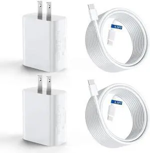 JAENFONG Two Sets of Single Port 45W USB C Fast Charging, with Two USB-C Cables, Suitable for Various New Mobile Phones and Other Devices (White)
